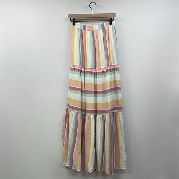 L*Space Bondi Metallic Striped High Rise Elastic Waist Pull-On Maxi Skirt Medium - Picture 3 of 11